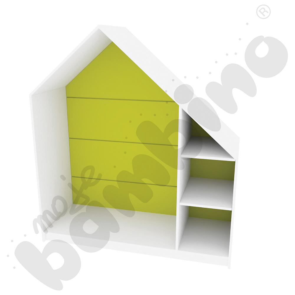 Quadro - szafka-domek z 2 półkami, skrzynia biała, limonkowa