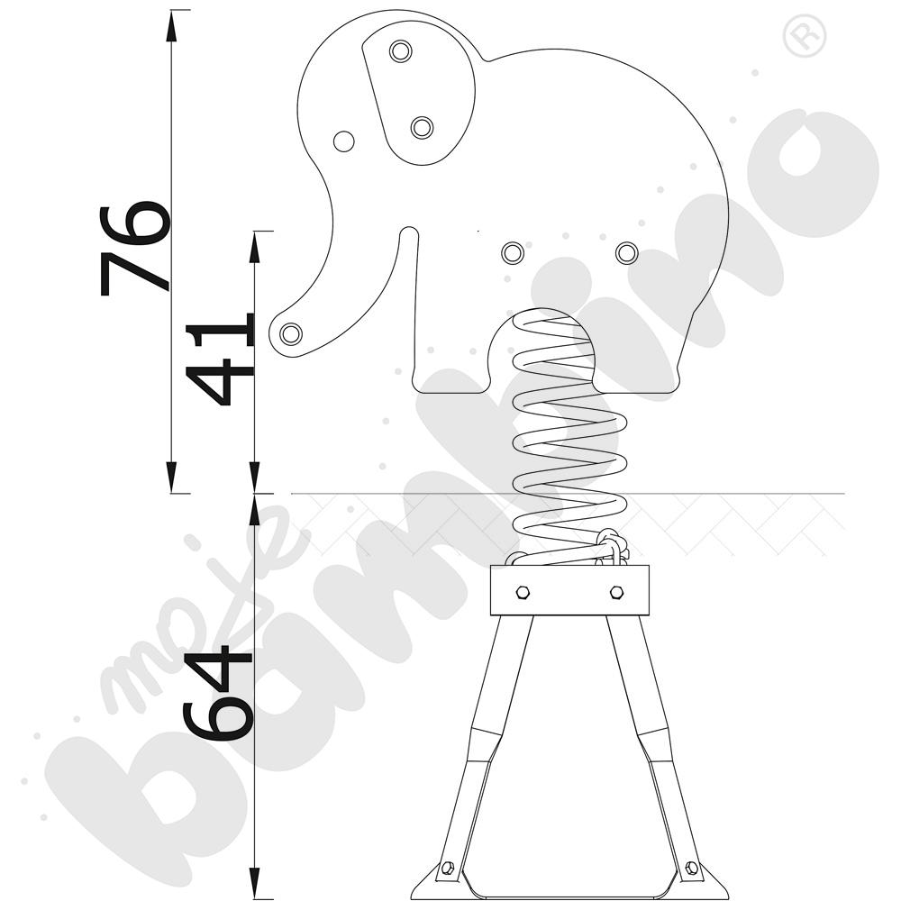 Sprężynowiec Słoń na podstawie metalowej