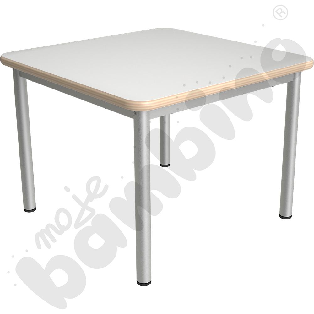 Stół Mila kwadratowy 70x70, HPL - biały, zaokrąglony, rozm. 2