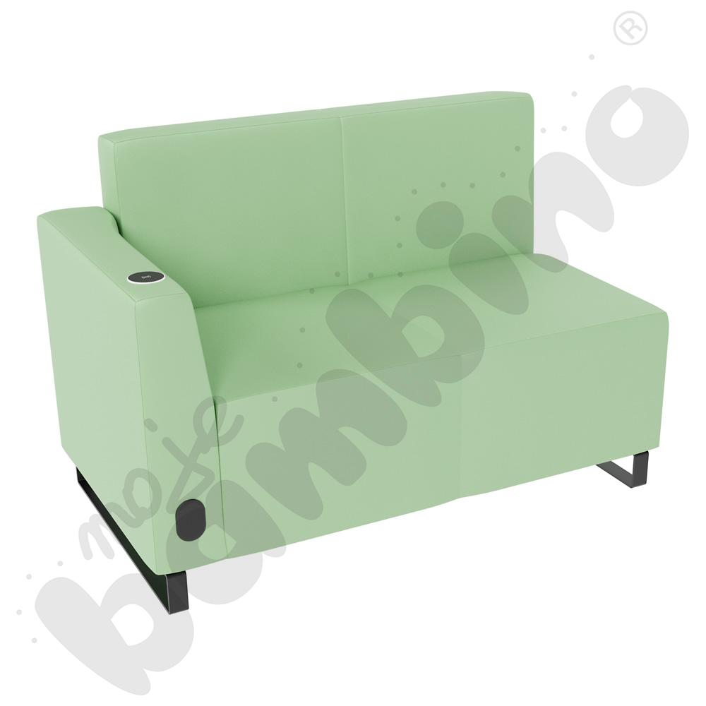 Sofa Universum 2-os. wys. 82 cm, bok niski lewy z gniazdkiem elektrycznym i indukcją, tkanina MT15
