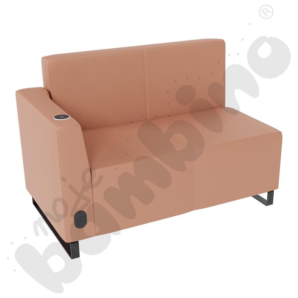Sofa Universum 2-os. wys. 82 cm, bok niski lewy z gniazdkiem elektrycznym i indukcją, tkanina MT06