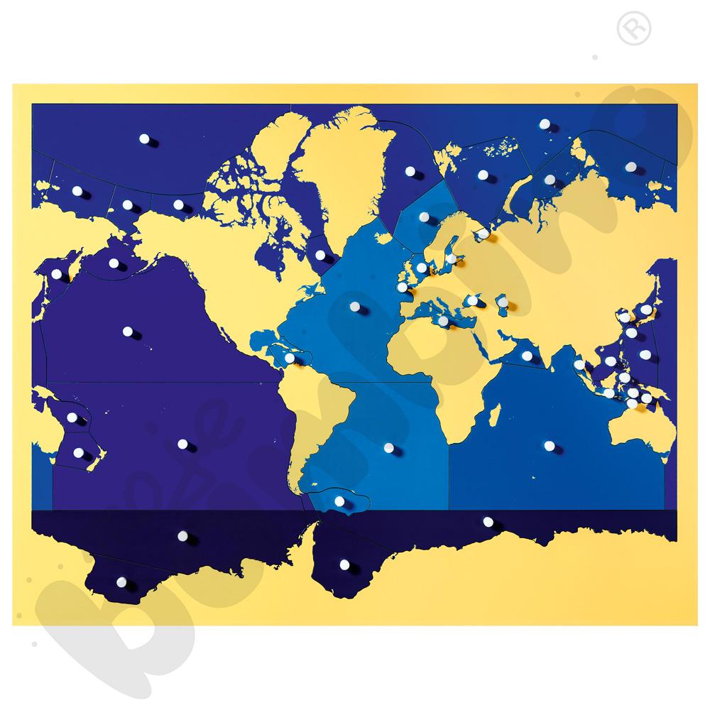 Mapa mórz i oceanów - puzzle Montessori