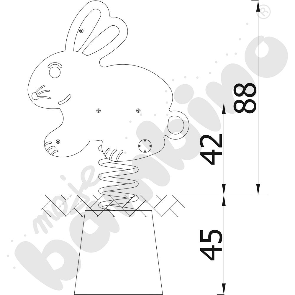 Sprężynowiec Zajączek na podstawie metalowej