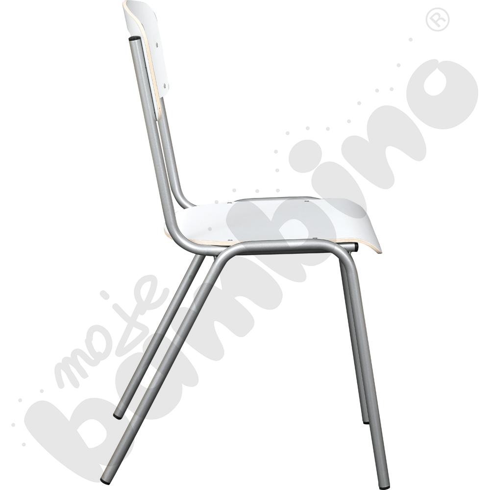 Krzesło H białe rozm. 6, stelaż srebrny