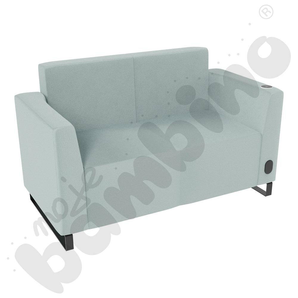 Sofa Universum 2-os. wys. 82 cm, 2 boki niskie, prawy z gniazdkiem elektrycznym i indukcją, tkanina KG02