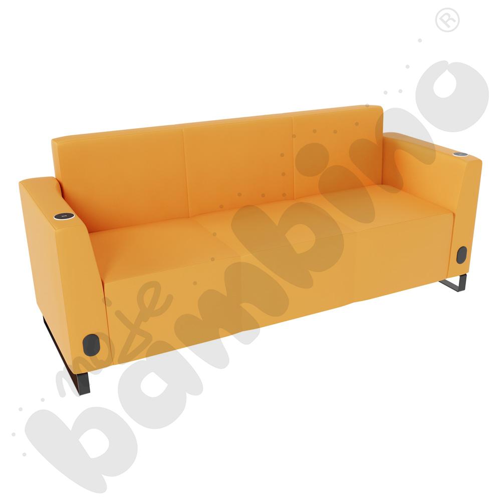 Sofa Universum 3-os. wys. 82 cm, 2 boki niskie, oba z gniazdkiem elektrycznym i indukcją, tkanina MT08