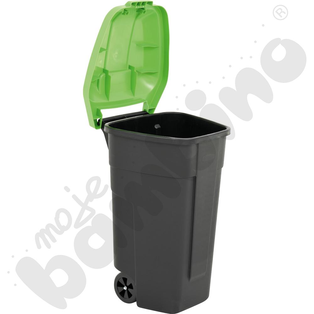 Pojemnik na kółkach do segregacji odpadów 110 L, zielona pokrywa