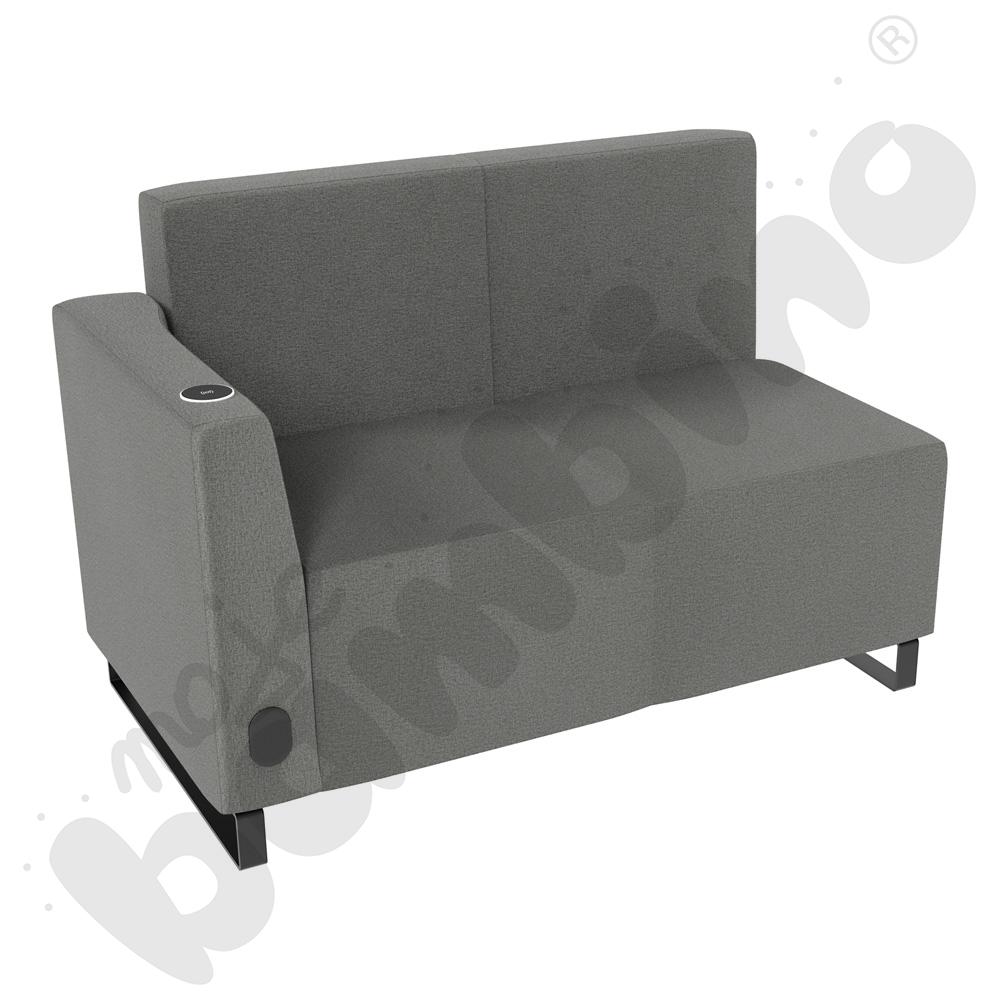 Sofa Universum 2-os. wys. 82 cm, bok niski lewy z gniazdkiem elektrycznym i indukcją, tkanina KG22