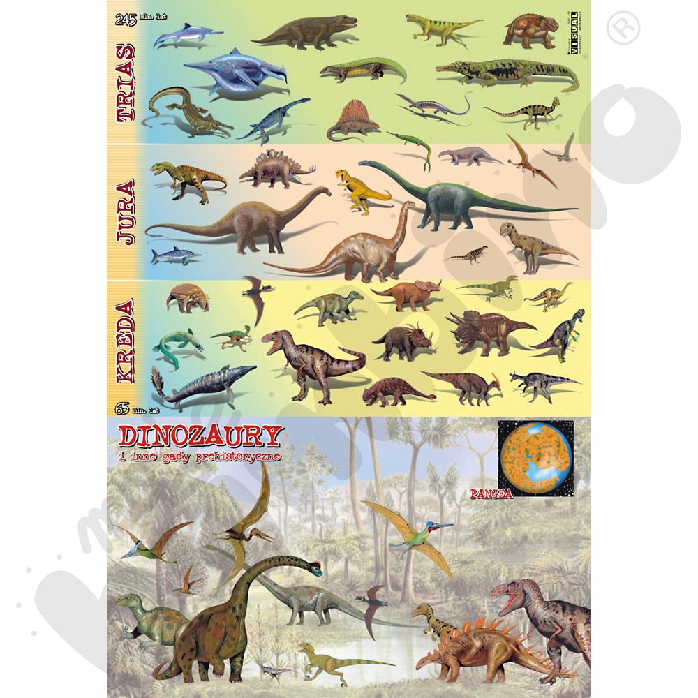 Plansza dydaktyczna - Dinozaury i inne gady prehistoryczne