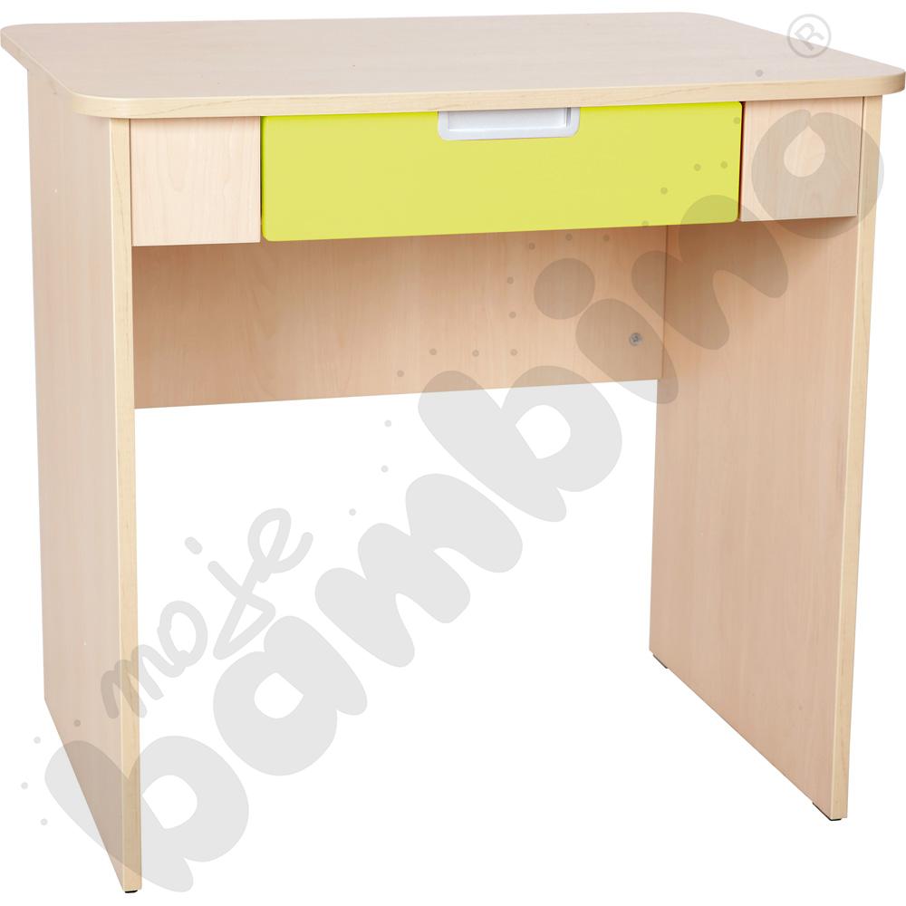 Quadro - biurko z szeroką szufladą - limonkowe, w klonowej skrzyni