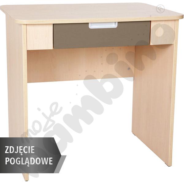 Quadro - biurko z szeroką szufladą - brązowe, w białej skrzyni