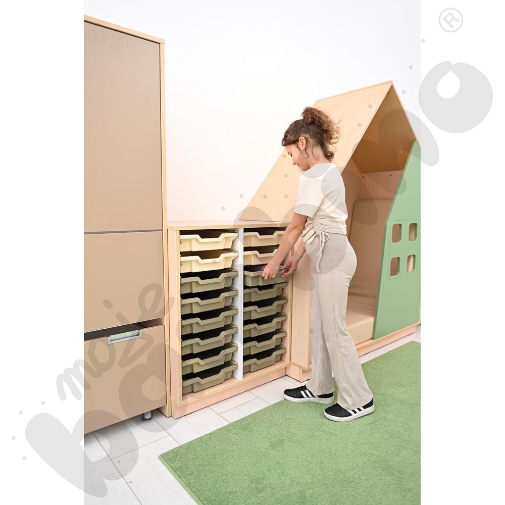 Quadro - szafka M na plastikowe pojemniki - z przegrodą, klon jasny Quadro - szafka M na plastikowe pojemniki - z przegrodą, klon jasny