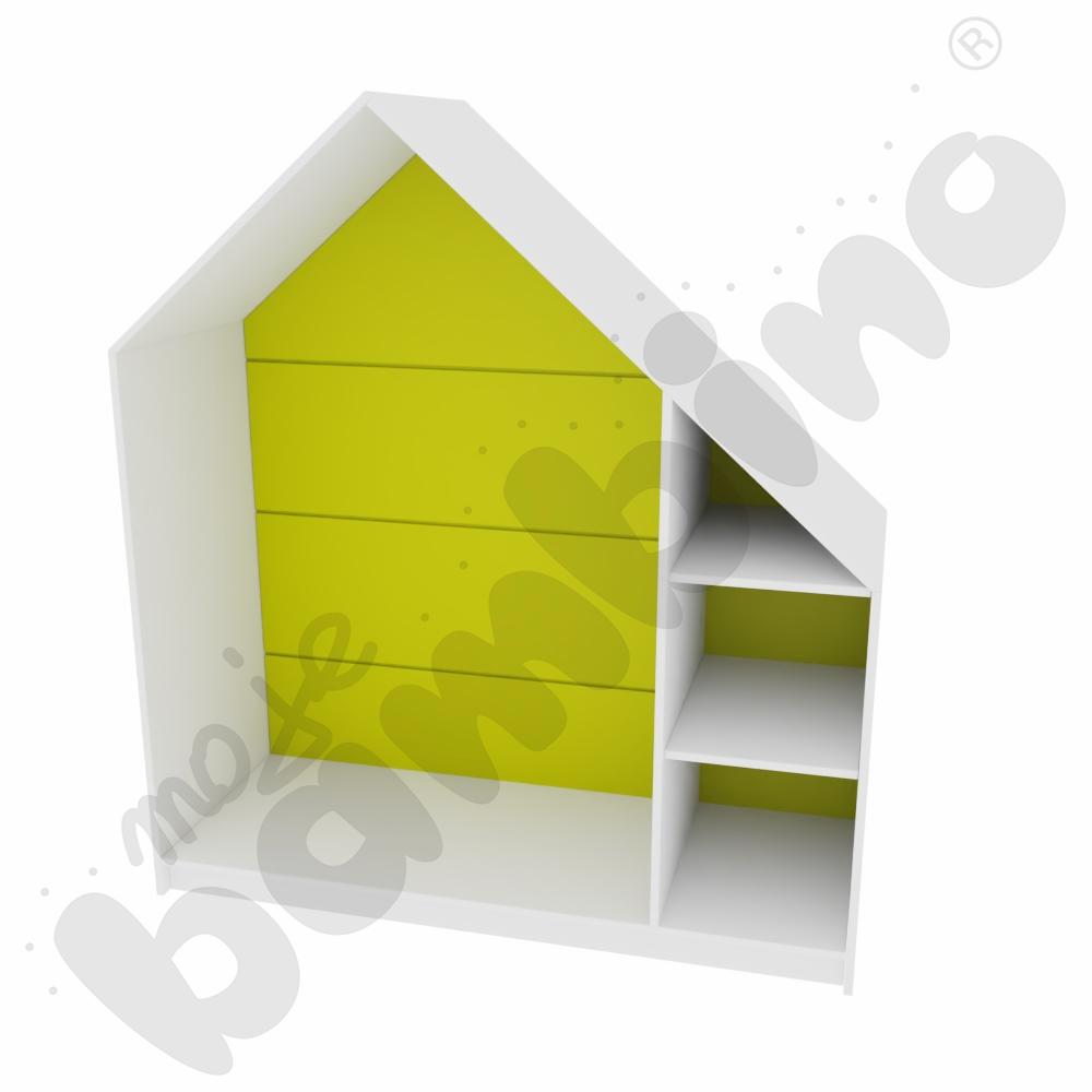 Quadro - szafka-domek z 2 półkami, skrzynia biała, limonkowa