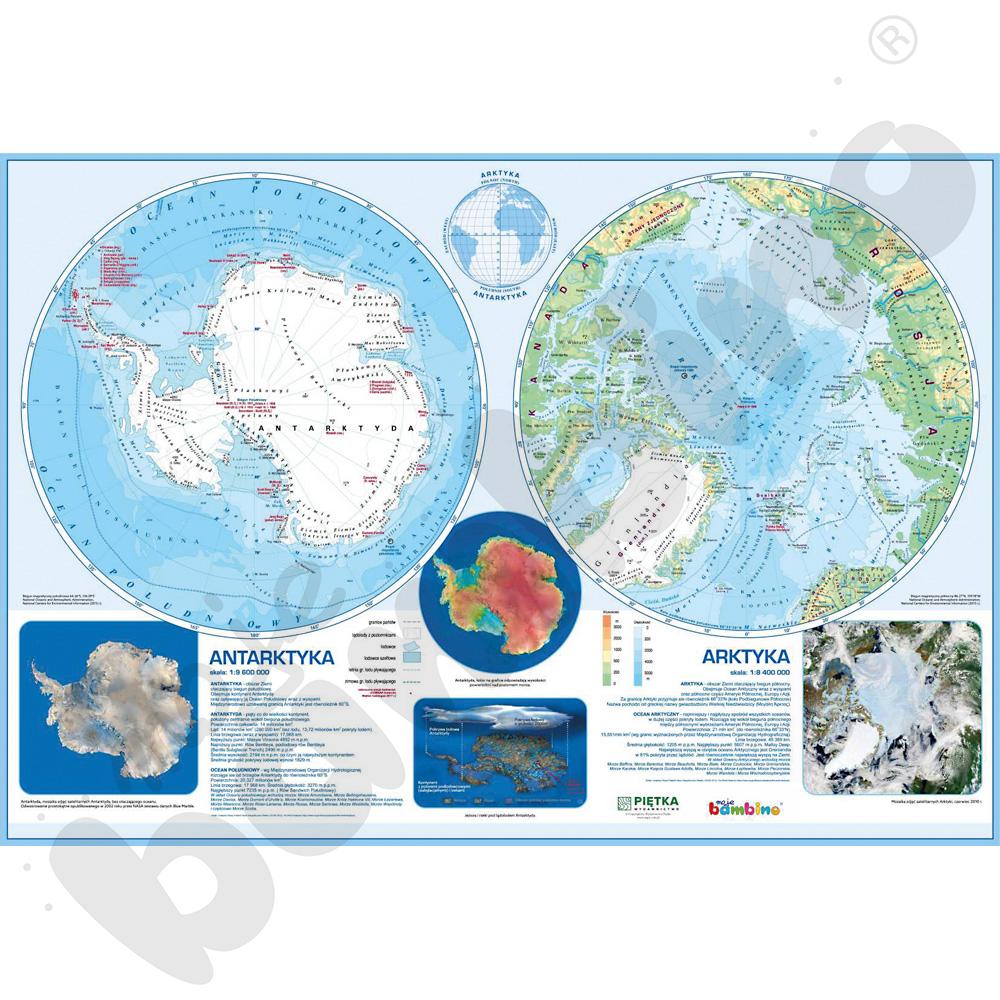 Arktyka i Antarktyda - mapa 140 x 100 cm