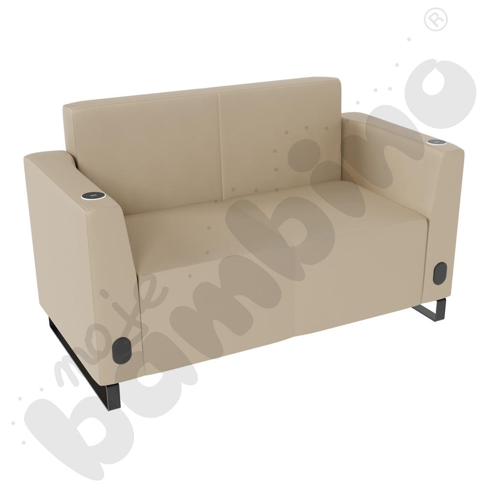 Sofa Universum 2-os. wys. 82 cm, 2 boki niskie, oba z gniazdkiem elektrycznym i indukcją, tkanina MT05