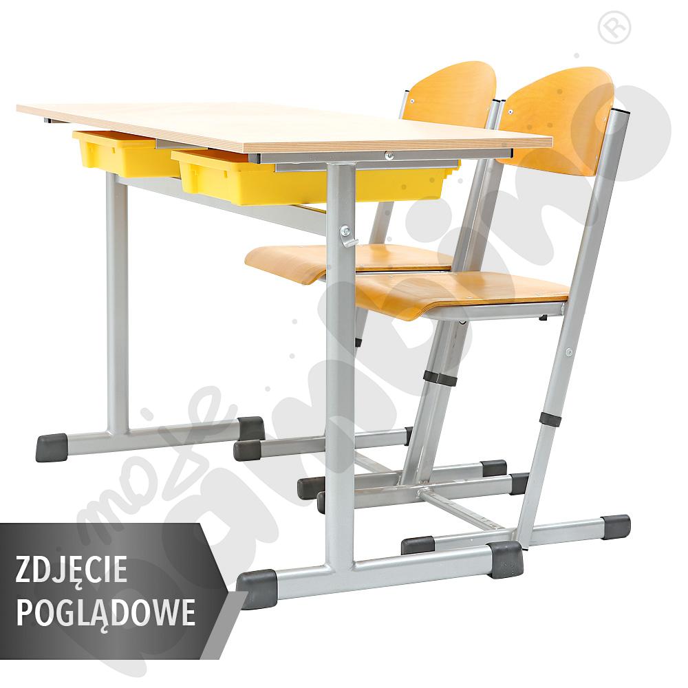 Stół G 130x55 rozm. 6, 2os., stelaż aluminium, blat szary, obrzeże ABS, narożniki zaokrąglone