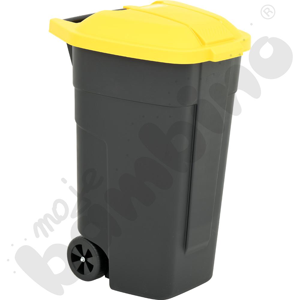Pojemnik na kółkach do segregacji odpadów 110 L, żółta pokrywa