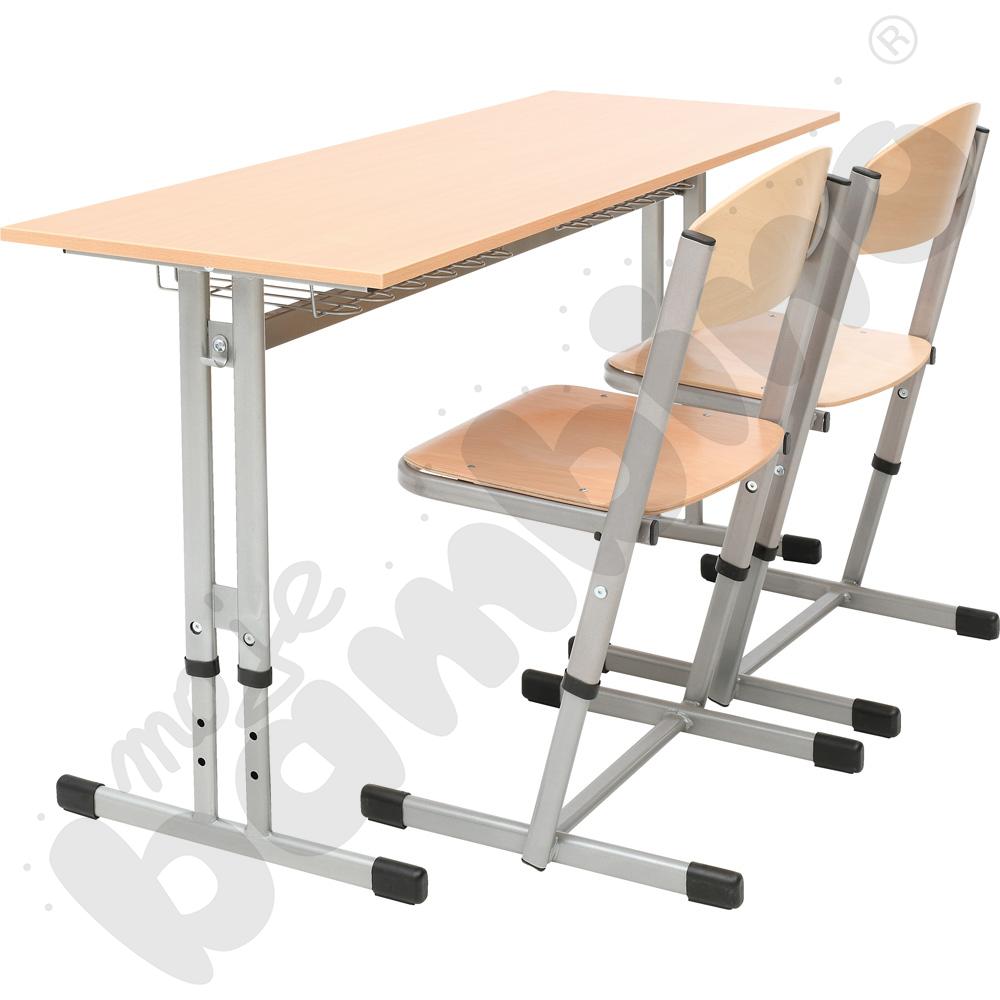 Stół IN-R 2-os. z koszykami i krzesłami T wzmocnionymi, rozm. 5-6, aluminium