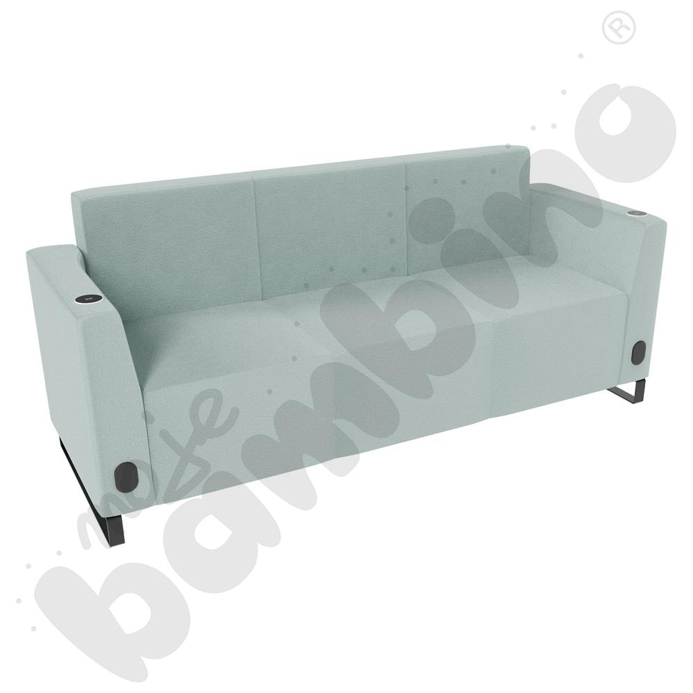 Sofa Universum 3-os. wys. 82 cm, 2 boki niskie, oba z gniazdkiem elektrycznym i indukcją, tkanina KG02