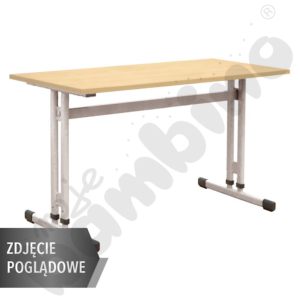 Stół IN-R 130x50 rozm. 3–7, 2os., stelaż zielony, blat biały, obrzeże ABS, narożniki proste