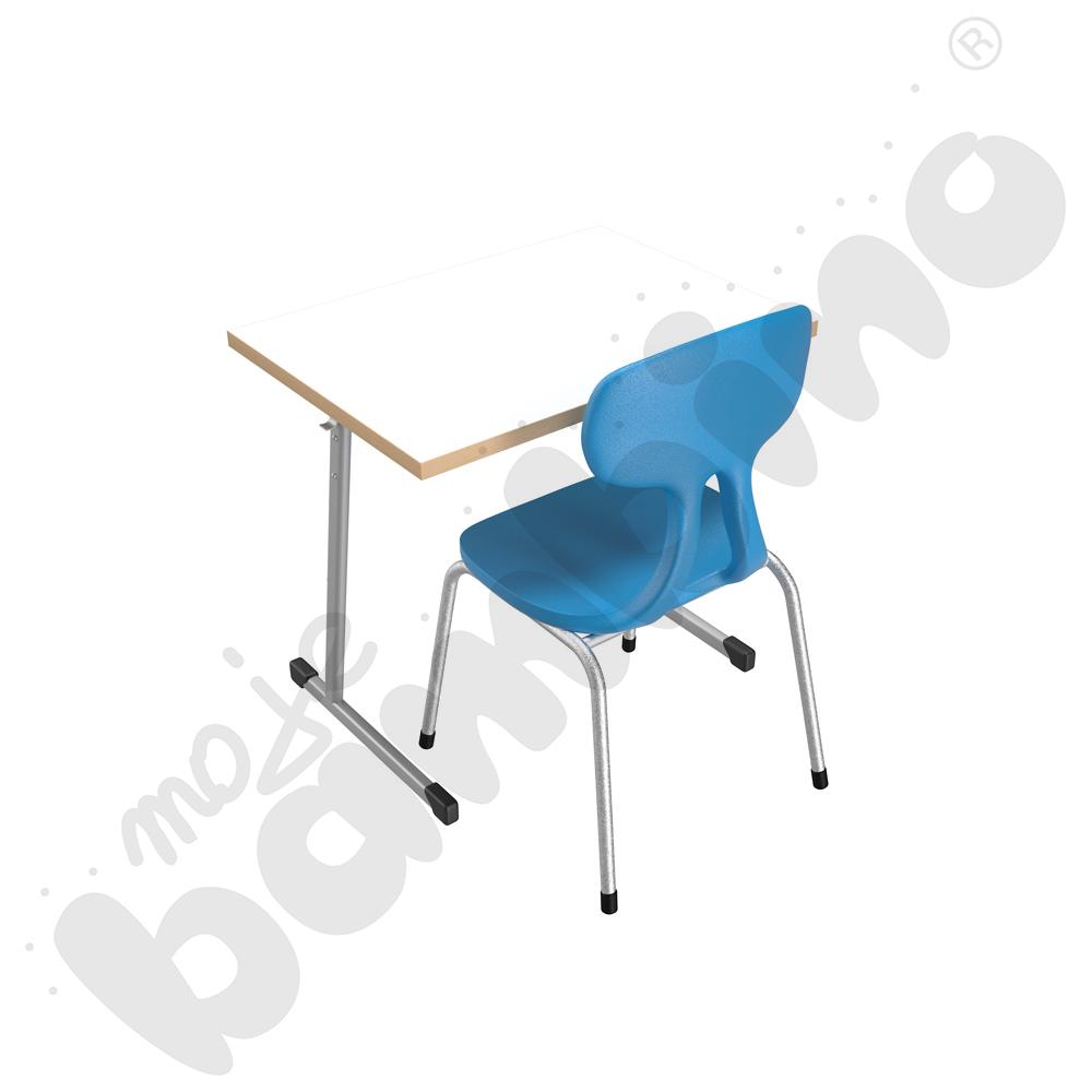 Stół T 1-os. biały z krzesłem Colores niebieskim, rozm. 4