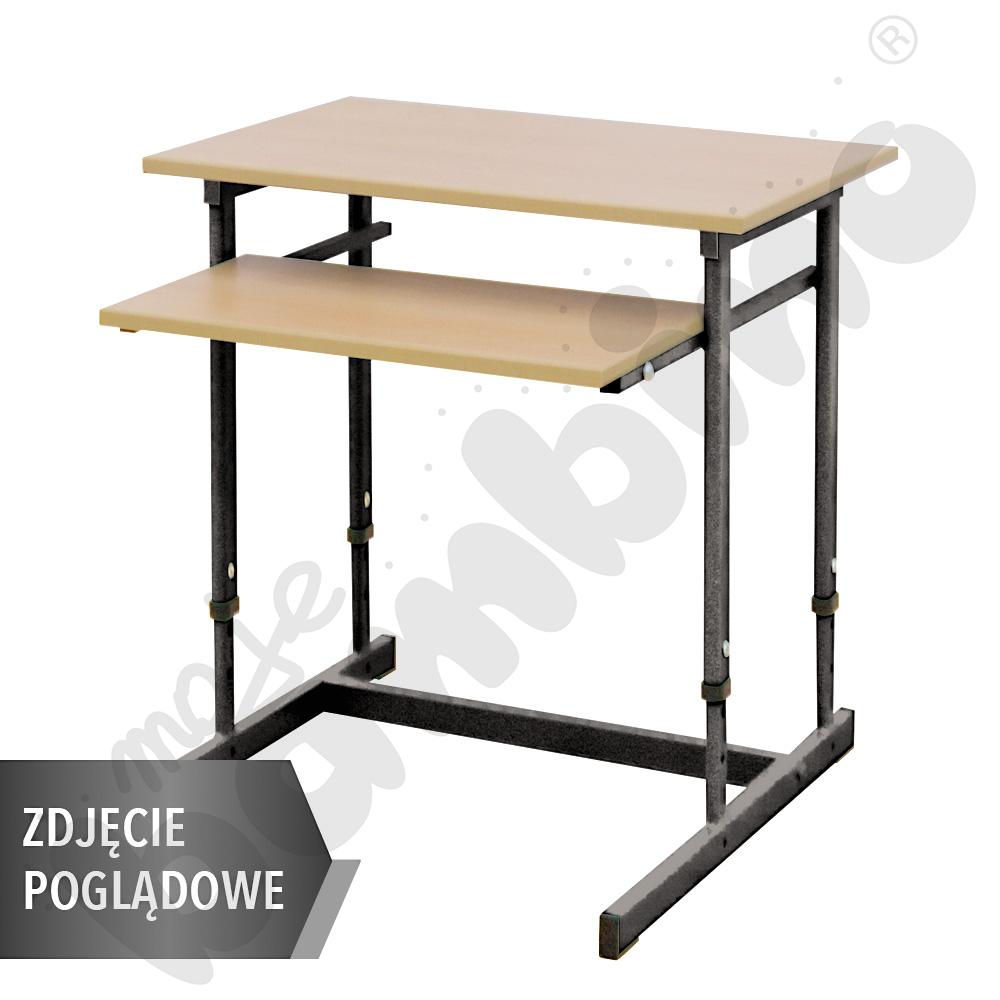 Stolik komputerowy NEO 1R, 1 os. 700x450 ze stałą półka na klawiaturę i z reg. wys. 3-7 - czarny - klon 375