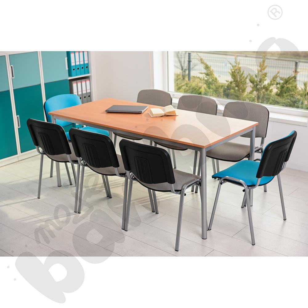 Stół Mila 180x80 rozm. 6, 8os., stelaż aluminium, blat buk, obrzeże ABS, narożniki proste