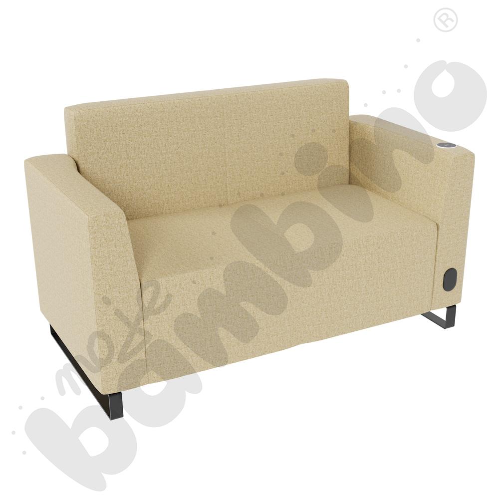 Sofa Universum 2-os. wys. 82 cm, 2 boki niskie, prawy z gniazdkiem elektrycznym i indukcją, tkanina RO09