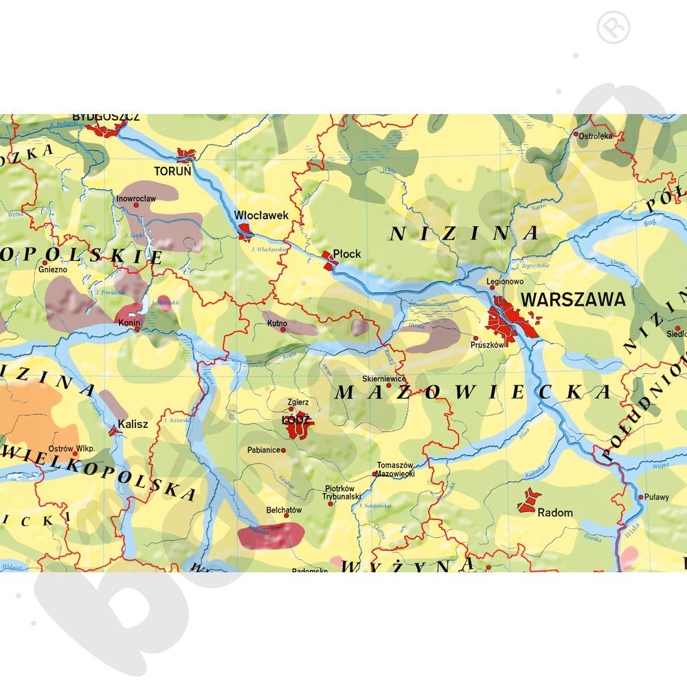 Polska - rodzaje gleb - mapa ścienna, 160 x 120 cm
