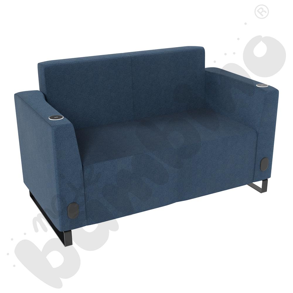 Sofa Universum 2-os. wys. 82 cm, 2 boki niskie, oba z gniazdkiem elektrycznym i indukcją, tkanina KG06