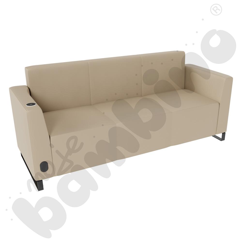 Sofa Universum 3-os. wys. 82 cm, 2 boki niskie, lewy z gniazdkiem elektrycznym i indukcją, tkanina MT05