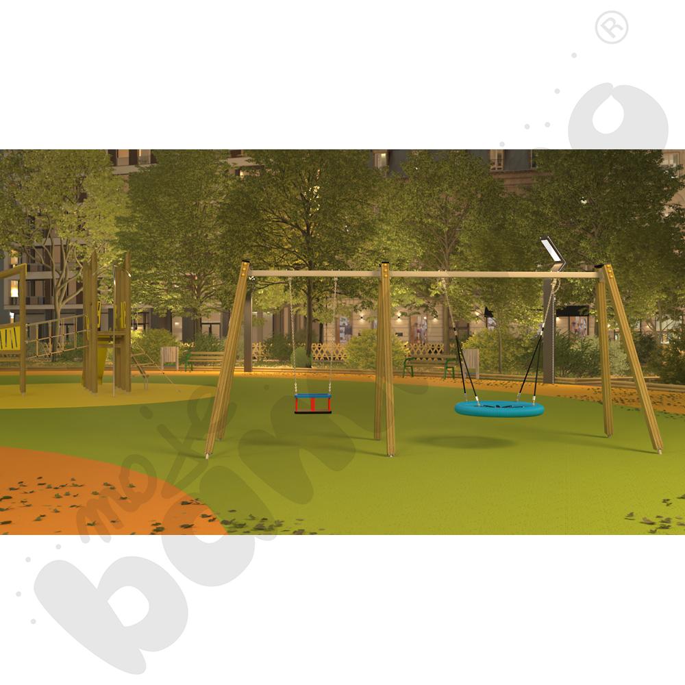 Huśtawka potrójna drewniana Triangulo/ bez zawiesi