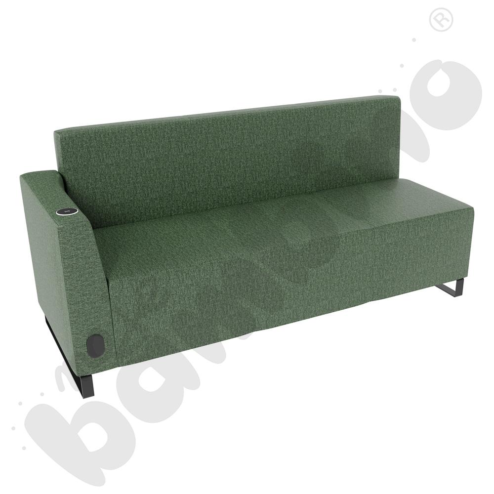 Sofa Universum 3-os. wys. 82 cm, bok niski lewy z gniazdkiem elektrycznym i indukcją, tkanina RO32