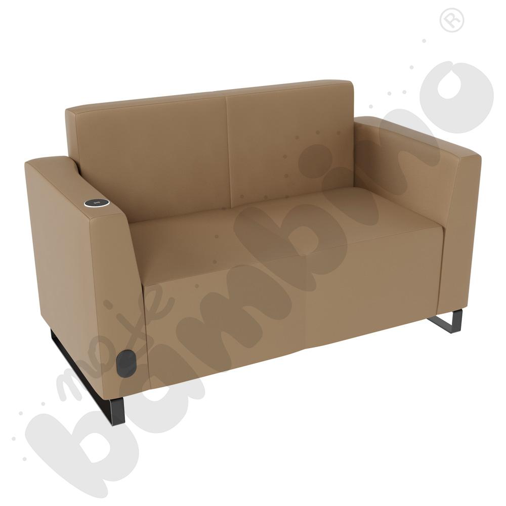 Sofa Universum 2-os. wys. 82 cm, 2 boki niskie, lewy z gniazdkiem elektrycznym i indukcją, tkanina MT04
