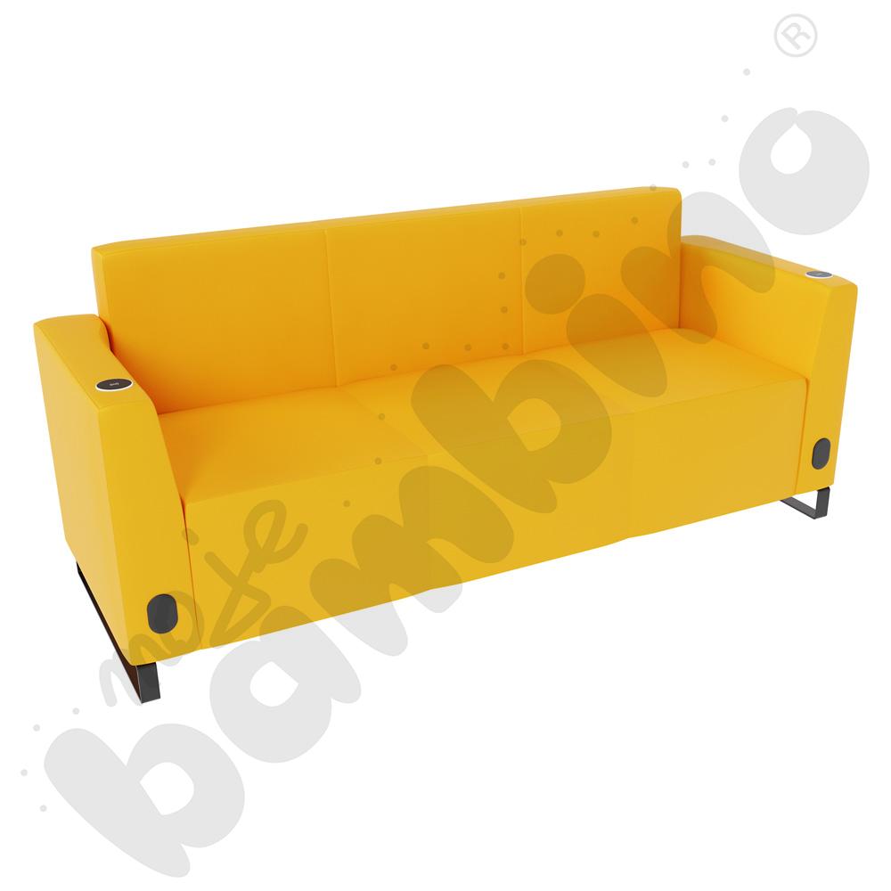 Sofa Universum 3-os. wys. 82 cm, 2 boki niskie, oba z gniazdkiem elektrycznym i indukcją, tkanina MT09
