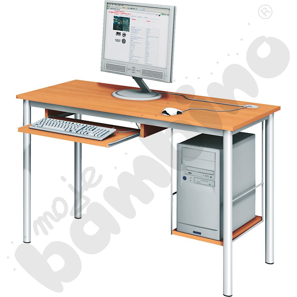 Stolik komputerowy LUX  z półką na komputer i szufladą na klawiaturę - buk