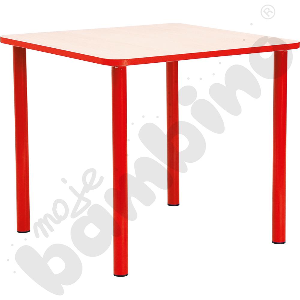 Stół Bambino kwadratowy wys. 58 cm z czerwonym obrzeżem