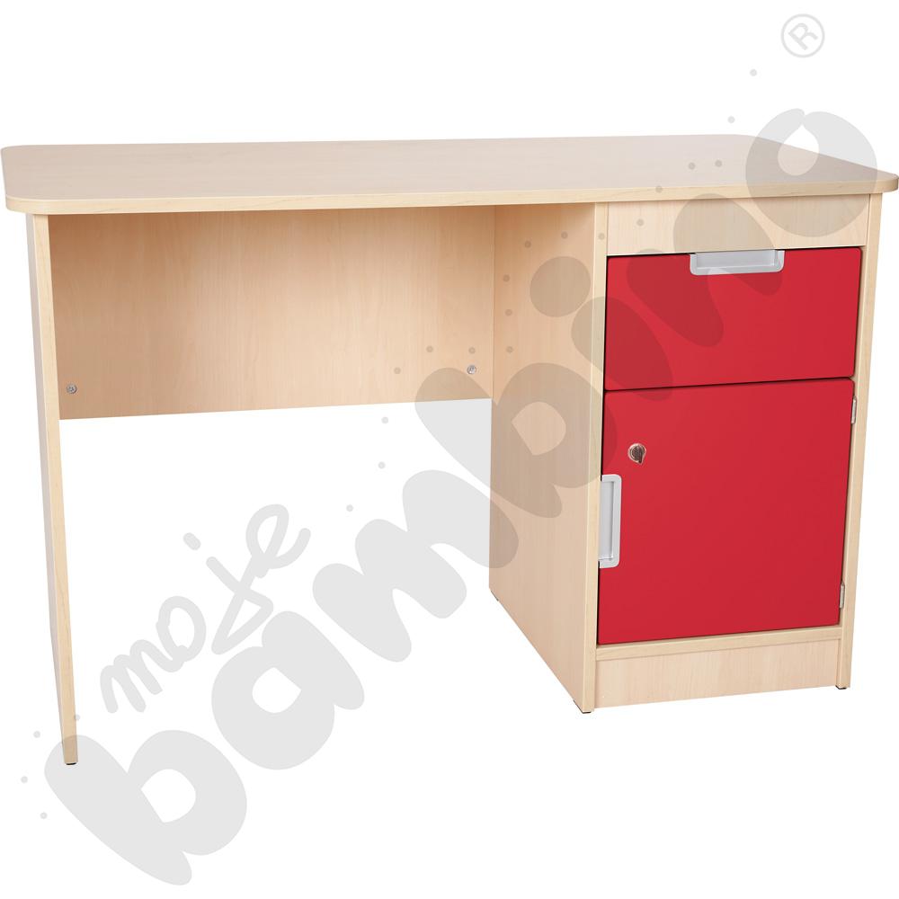 Quadro - biurko z szufladą i szafką 90, cichy domyk  - czerwone, w klonowej skrzyni