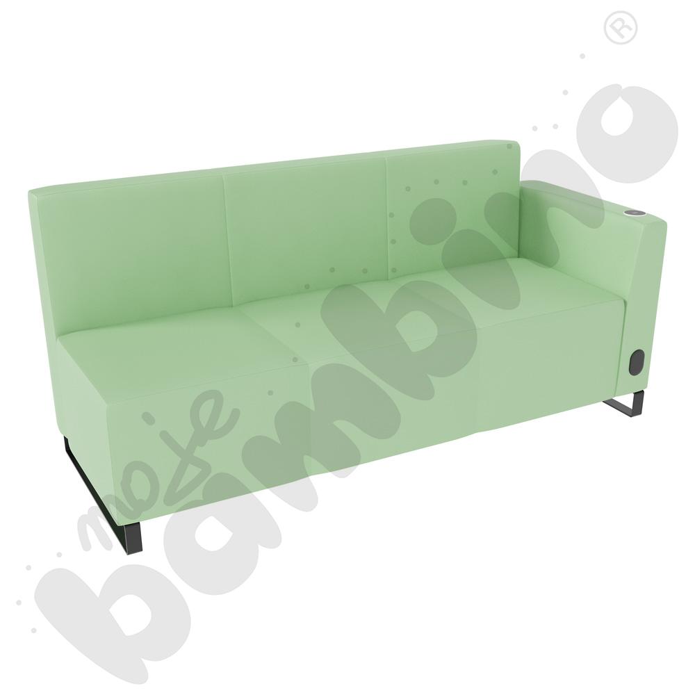 Sofa Universum 3-os. wys. 82 cm, bok niski prawy z gniazdkiem elektrycznym i indukcją, tkanina MT15
