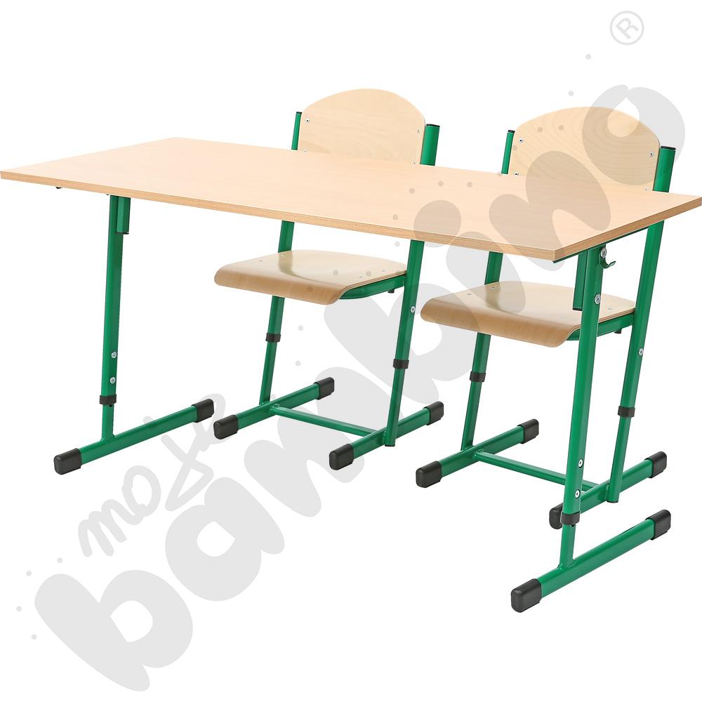 Stół T 2-os. buk z krzesłami T, rozm. 3-4, zielone