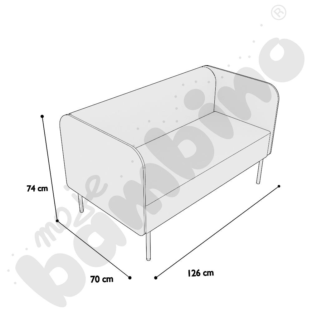 Sofa Versa 2-os. z plastikowymi stopkami, stelaż jasnoszary, tkanina RO42