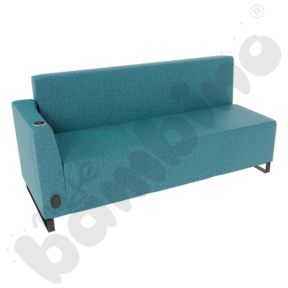 Sofa Universum 3-os. wys. 82 cm, bok niski lewy z gniazdkiem elektrycznym i indukcją, tkanina RO22