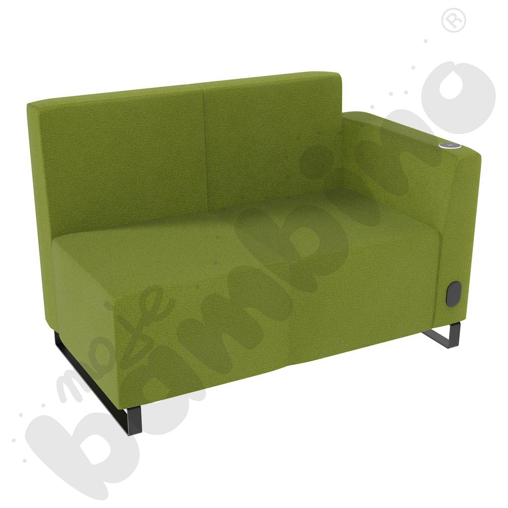 Sofa Universum 2-os. wys. 82 cm, bok niski prawy z gniazdkiem elektrycznym i indukcją, tkanina KG12