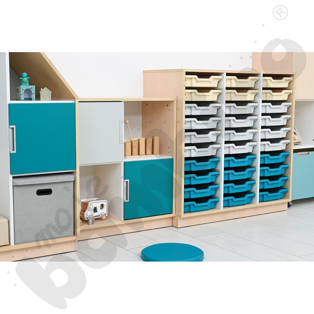 Quadro - szafka M+ na plastikowe pojemniki - z 2 przegrodami, klon jasny Quadro - szafka M+ na plastikowe pojemniki - z 2 przegrodami, klon jasny