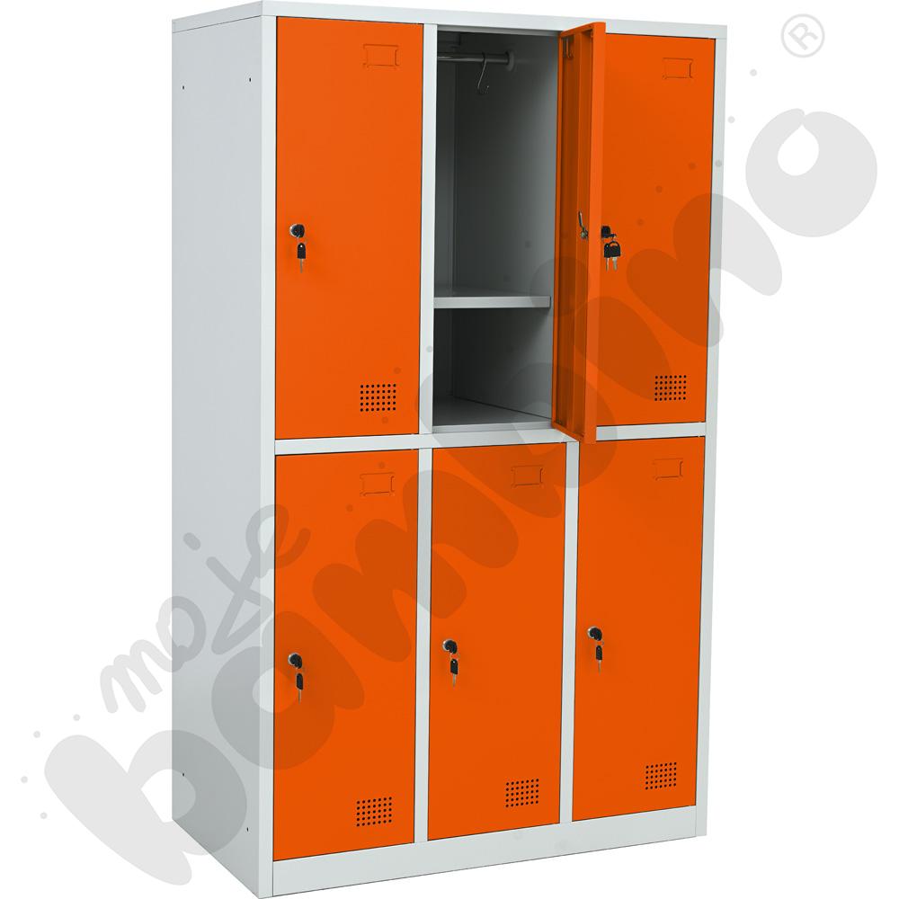 Szafa ubraniowa z 6 schowkami, 150 cm - drzwi pomarańczowe