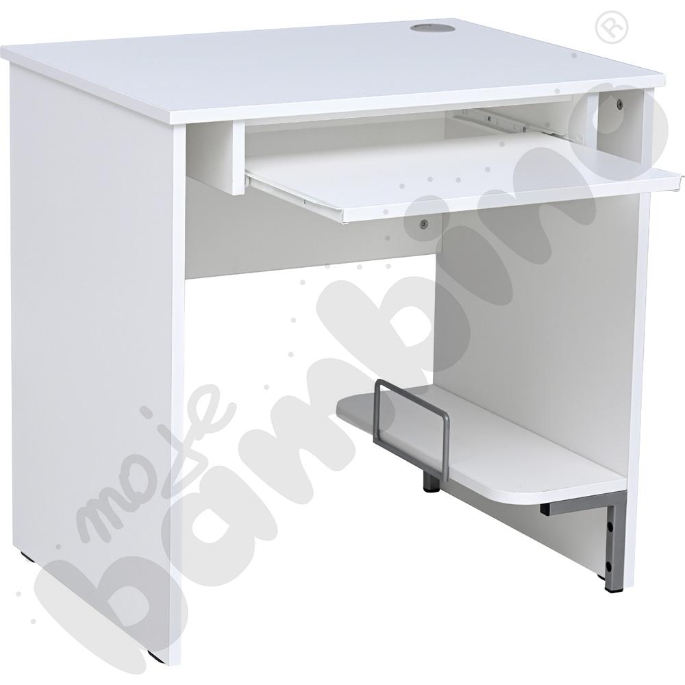 Stolik komputerowy STANDARD  z półką na komputer i szufladą na klawiaturę - biały