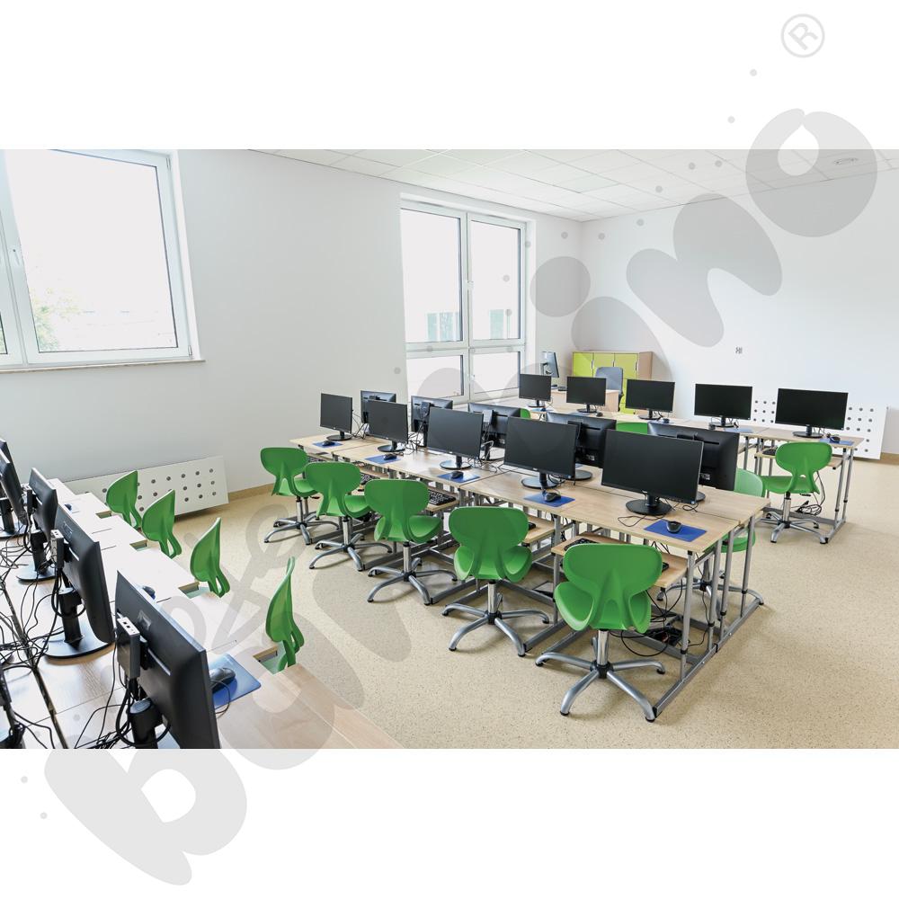 Stolik komputerowy NEO 1R, 1 os. 700x450 ze stałą półka na klawiaturę i z reg. wys. 3-7 - aluminium - klon 375