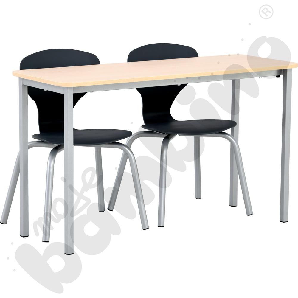 Stół Vorte 2-os. klon z krzesłami Flexi szarymi, rozm. 6