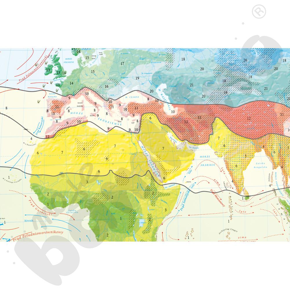 Świat - mapa stref klimatycznych, 160 x 120 cm