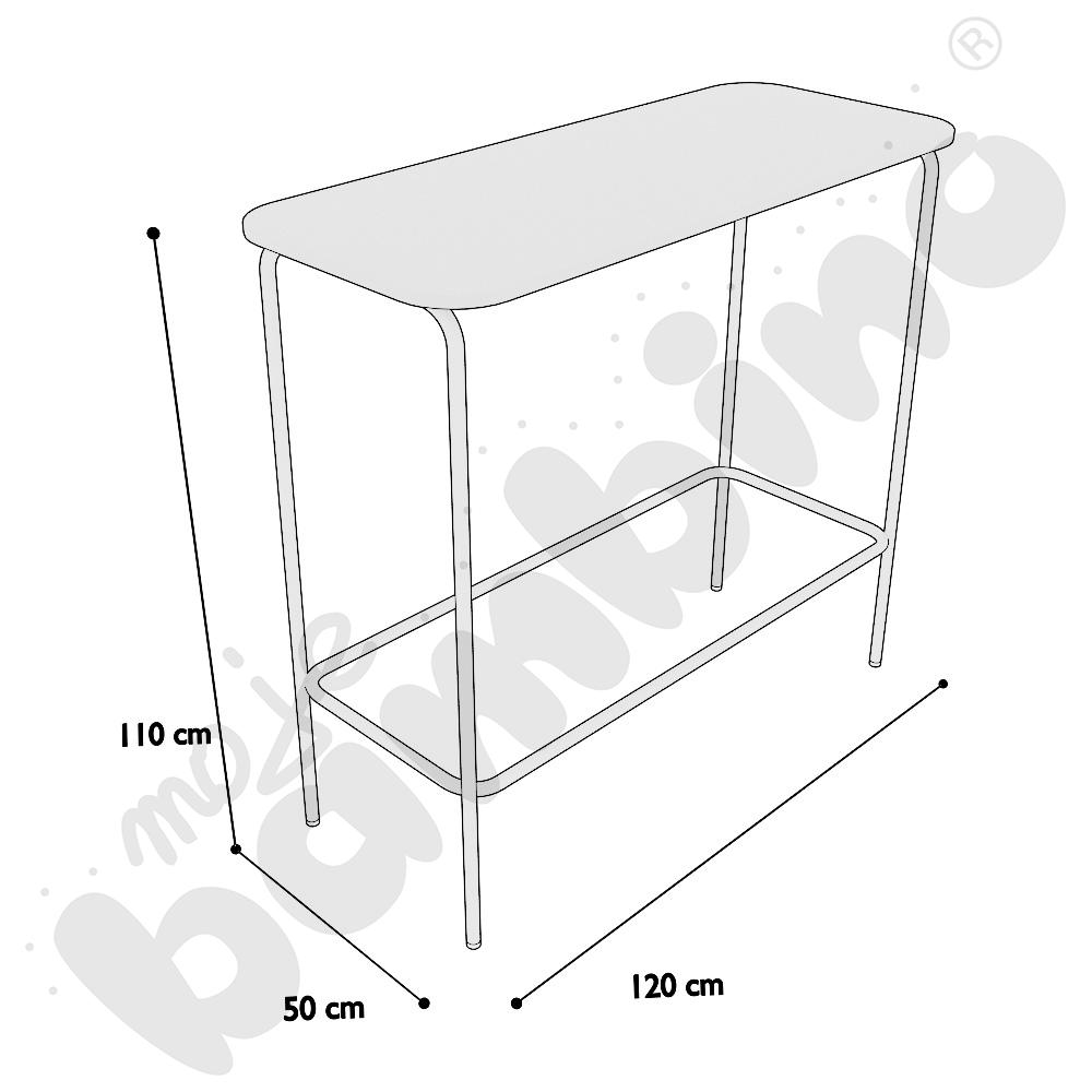 Stół Versa wysoki z filcowymi stopkami, stelaż turkusowy, blat jasnoszary